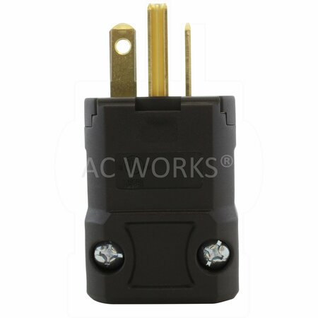 Ac Works NEMA 6-20P 20A 250V Clamp Style Square Plug with UL, C-UL Approval in Black ASQ620P-BK